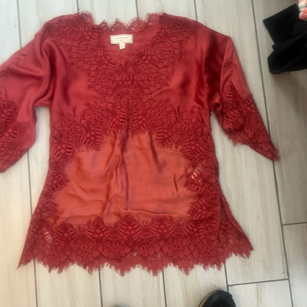 Moulinette Soeurs Vibrant Rust Lace Top